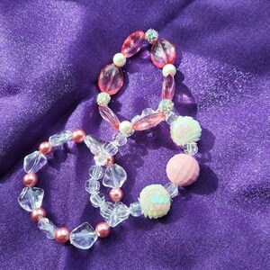 Handmade Pink Stack Bracelets, beaded bracelets, stretch bracelets