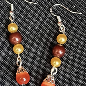 Handmade Fall Bead Earrings, bead dangle earrings