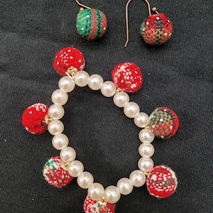 Handmade Christmas Ornament Bracelet, ornament earrings, christmas jewelry