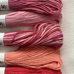 Olympus Sashiko Thread Five PEACH PINK thread Bundle, 20 Meters per skein, Big Stitch Quilting, Skeins ofCotton Sashiko thread, We ship FAST