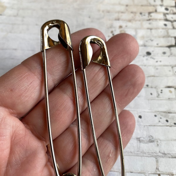 Three inch Safety pins, Extra Large Safety Pins, Decorative Pins for skirts, kilts, blankets, Package of Two Pins, We ship fast