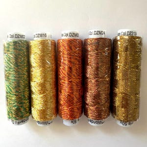 8wt Dazzle AUTUMN LIGHTS, 5 Colors Rayon Metallic, Wonderfil ™ Embellishment Thread, Adds a bit of shine, See ALL Mixes, Ships Fast