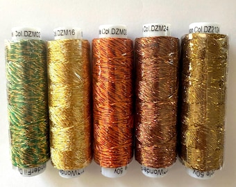 8wt Dazzle AUTUMN LIGHTS, 5 Colors Rayon Metallic, Wonderfil ™ Embellishment Thread, Adds a bit of shine, See ALL Mixes, Ships Fast
