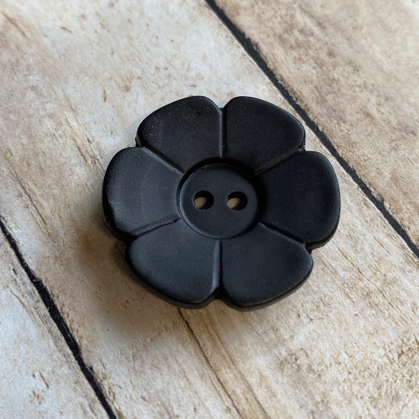 DILL BLACK 28mm FLOWER Button,  1.125 Inch Polyamide Button, Sweet Concave flower Buttons, We offer multiple colors separate listings