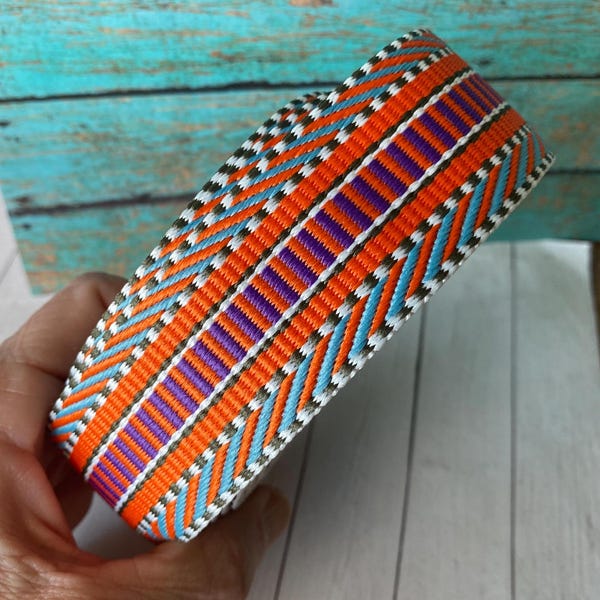 Sallie Tomato Webbing, Railroad Track 1.5 inch Strap, Multi Color Poly for Bag Making, STWMD-RRFW, 3 yd pkg, stock many styles, ships fast