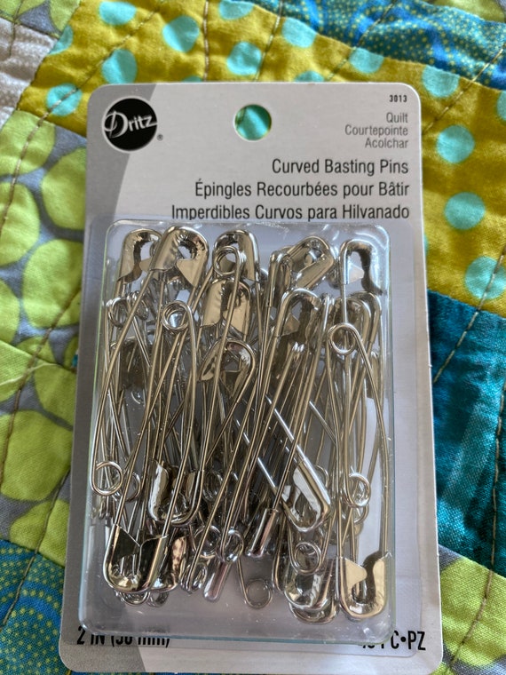 Curved Safety Pins Quilt Basting, Dritz Curved Pins, 2 Quilt Basting Pins,  Size 3 40 Count Safety Pins, Pins for Quilt Sandwich, Ships FAST 