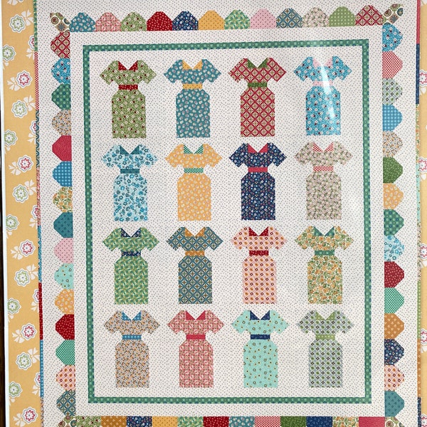MILLIE'S DRESS Quilt Pattern By Lori Holt, Cutest Vintage dress pattern, Lori Holt Bee in my Bonnet, Millie's Dresses, 58 x 70, ships Fast