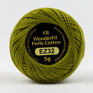 May include: A spool of green #8 WonderFil Perle Cotton thread, 100% Egyptian Cotton, double gassed and mercerized, EZ32, 5g.