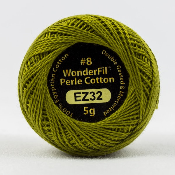 Perle Cotton , BRISTLE GRASS EZ32 , 8 Wt Eleganza Perle Cotton, Wonderfil Perle Cotton 42 yard Ball for Hand Embroidery & Quilting