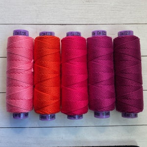 Wonderfil Eleganza Sue Spargo 5wt Perle Cotton, 5 color PINK MIX or Sold Separately, Hard to find 5wt Perle Cotton Adds Wonderful Dimension