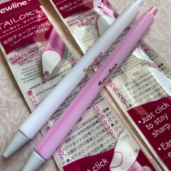 Sewline Marking Pencils, Sew Line 1.3mm Transfer Pencil for Quilting, Tailoring, Sewing, Pink Transfer pencil, white transfer pencil