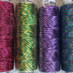 8wt Dazzle STARRY JEWELS, Four Color Mix, Rayon Metallic 50 yd spools, Wonderfil ™ Embellishment Thread, See all Collections, Ships Fast