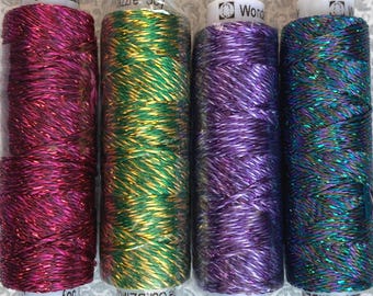 8wt Dazzle Wonderfil Rayon Metallic Thread, Jewel tone thread metallic Embellishment Accent Thread specialty fancy thread, Ships Fast