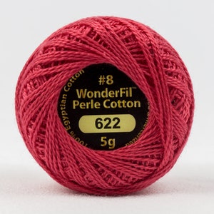 Eleganza 8 wt Perle Cotton, TORCH RED EZ622, Perle Cotton 8wt, Wonderfil Perle Cotton 42 yard Ball for Hand Embroidery & Quilting