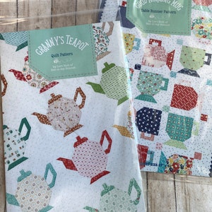 Lori Holt 3 Quilt and Table Runner Patterns, Granny's Teapot, Good Morning Mug, Yes You CAN, Riley, pieced quilting patterns, we ship fast!