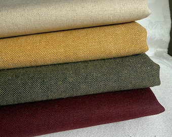 Essex Linen Cotton Blend fabric HOLIDAY TRADITIONS bundles, Bordeaux Army Mustard Natural Kaufman Linen, also sold by the yard, FaST ship