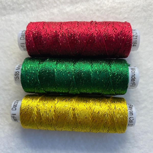 Sue Spargo 8wt DAZZLE Holiday Mix, Rayon Metallic 50 yard spools, Wonderfil ™ Dazzle Embellishment Thread, Little Sparkle& shine, ships fast