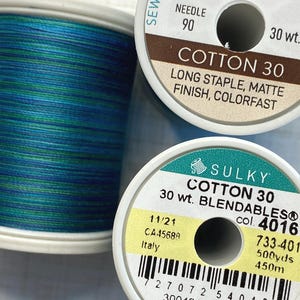 Sulky 30wt Blendables 4016 PEACOCK BLOOM, Variegated 30wt thread for quilting, top stitch, thread painting, embroidery, ships FaST