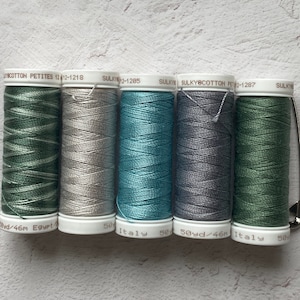 Sulky Petites, ClassicNeedle STORMY SEAS Mix, Four 50 Yard 12wt Petite Spools, Hand Machine Embroidery Thread, See All Of Our Mixes