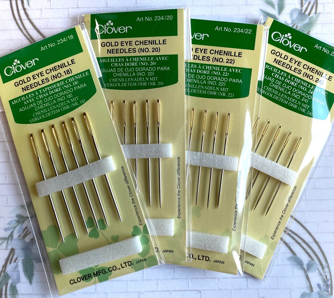 Clover Gold Eye CHENILLE Needles, Size 18 Size 20 Size 22 OR 24
