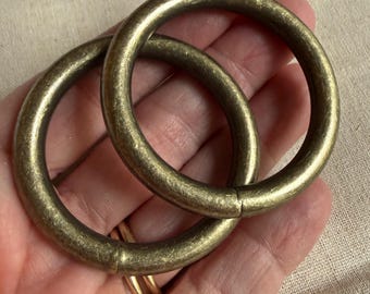 BAG Hardware BIG 2in Antique Brass Rings for straps, Large Brass Ring Hardware Findings for Bag Making Leather work, fast ship
