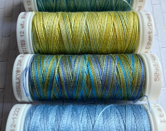 Sulky BLENDABLES Spring Meadow Mini Mix, Three Sulky 12wt Blendable Petite Spools, Heavy 12wt Cotton Hand or Machine Embroidery Thread Mix