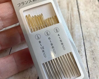 COSMO FREE Stitch Needles, Variety of 12 Needles in 3 Sizes, 4303 mix of Large Eye Longer Needles which I love, LARGE Eye Needles, FaST ship