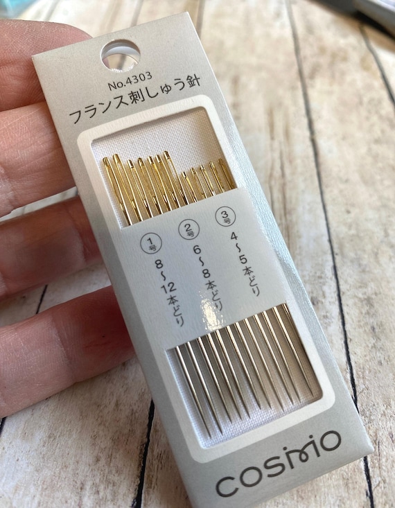 COSMO FREE Stitch Needles, Variety of 12 Needles in 3 Sizes, 4303 mix of Large Eye Longer Needles which I love, LARGE Eye Needles, FaST ship