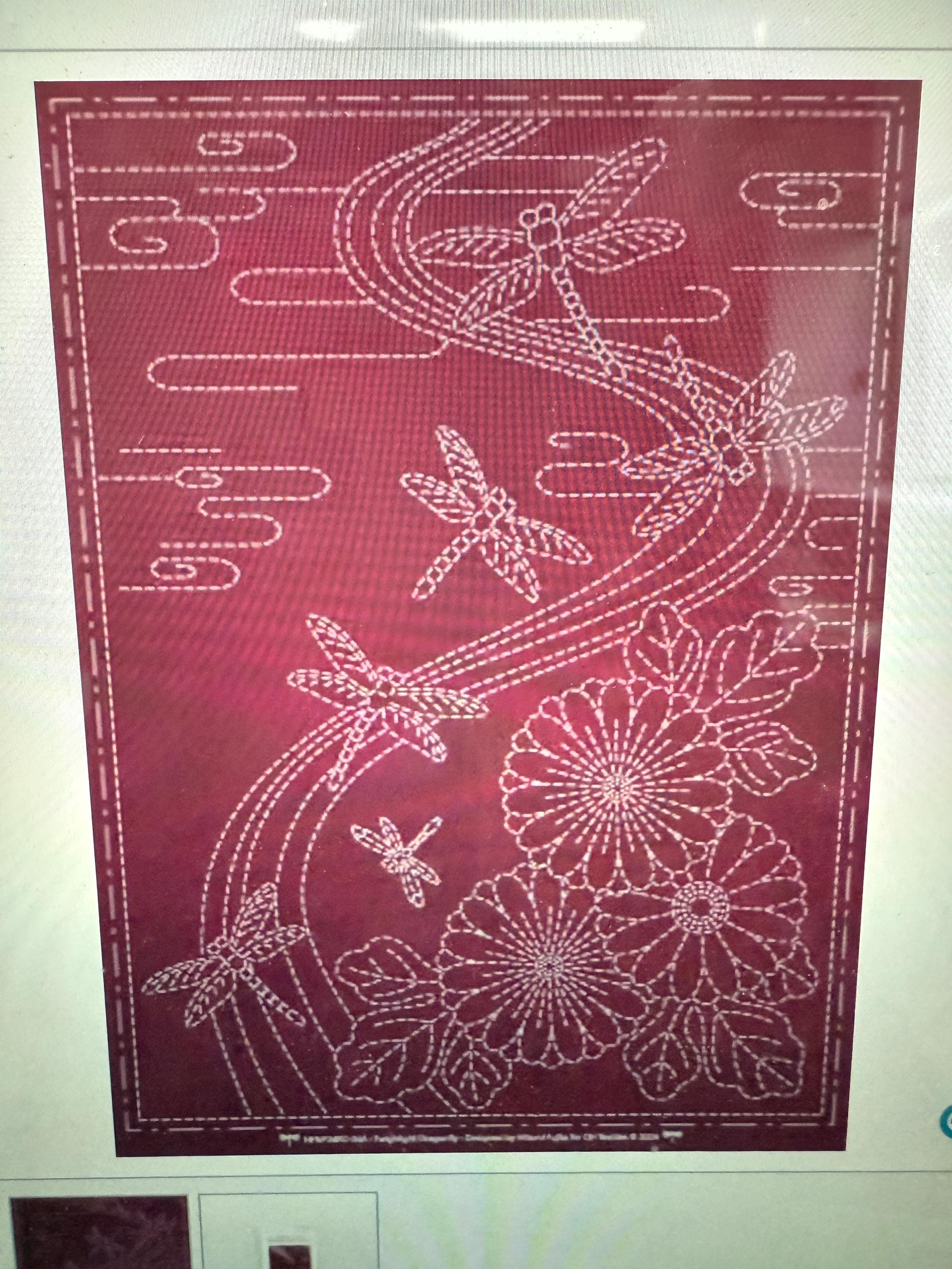 Sashiko TWILIGHT DRAGONFLY, Choice of FOUR Fabric Colors