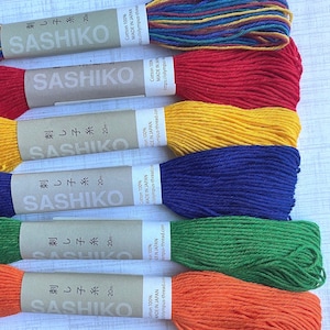 Olympus Sashiko Thread, 6 Color RAINBOW thread Mix, 20M skeins, Big Stitch Quilting, Cotton Sashiko Embroidery thread, in stock ships FAST