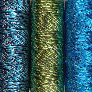 8wt Dazzle MEDITERRANEAN, Three Color Mix, Rayon Metallic 50 yd spools, Wonderfil ™ Embellishment Thread, See all Collections, Ships Fast