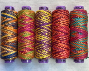 5wt Perle Cotton, 5 Multi Colored Threads Mix also Sold Separately, My favorite 5wt Perle Cotton, Add Textural Dimension, Row 11, ships FAST