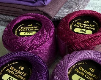 8wt Perle Cotton Bundle, PANSIES Mix, Eleganza ™  by Wonderfil, 8wt Pearl 42 yard Balls Embroidery & Big Stitch, FAST ship