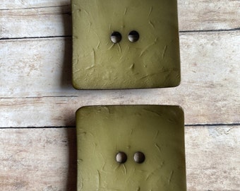 OLIVE GREEN Square 58mm Dill Button, Large  2.4 Inch Polyamide Button, Extra Large Buttons, many colors shapes sizes in stock we ship fast