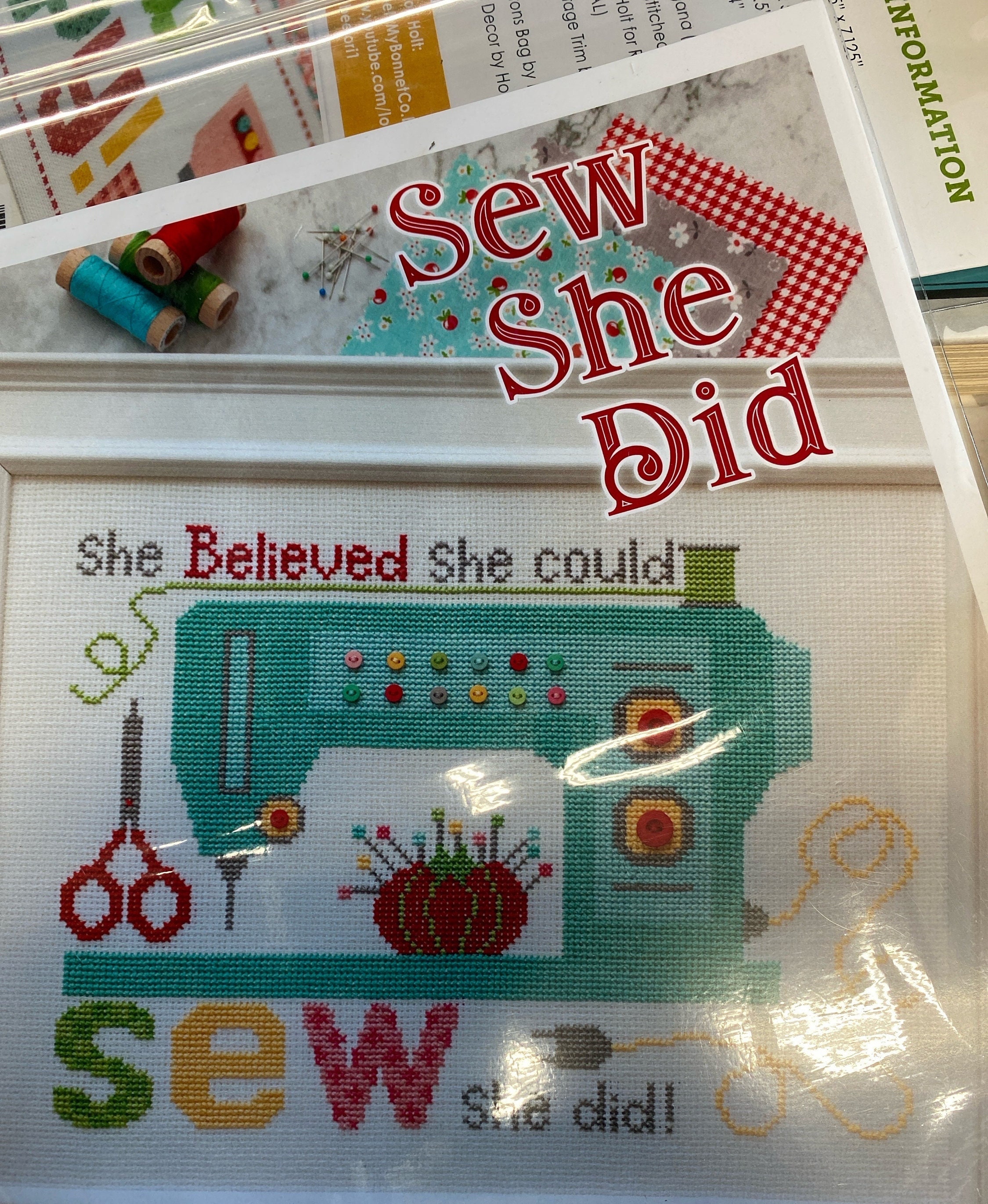 SEW SHE DID Cross Stitch Pattern Lori Holt, Sewing Machine Cross Stitch