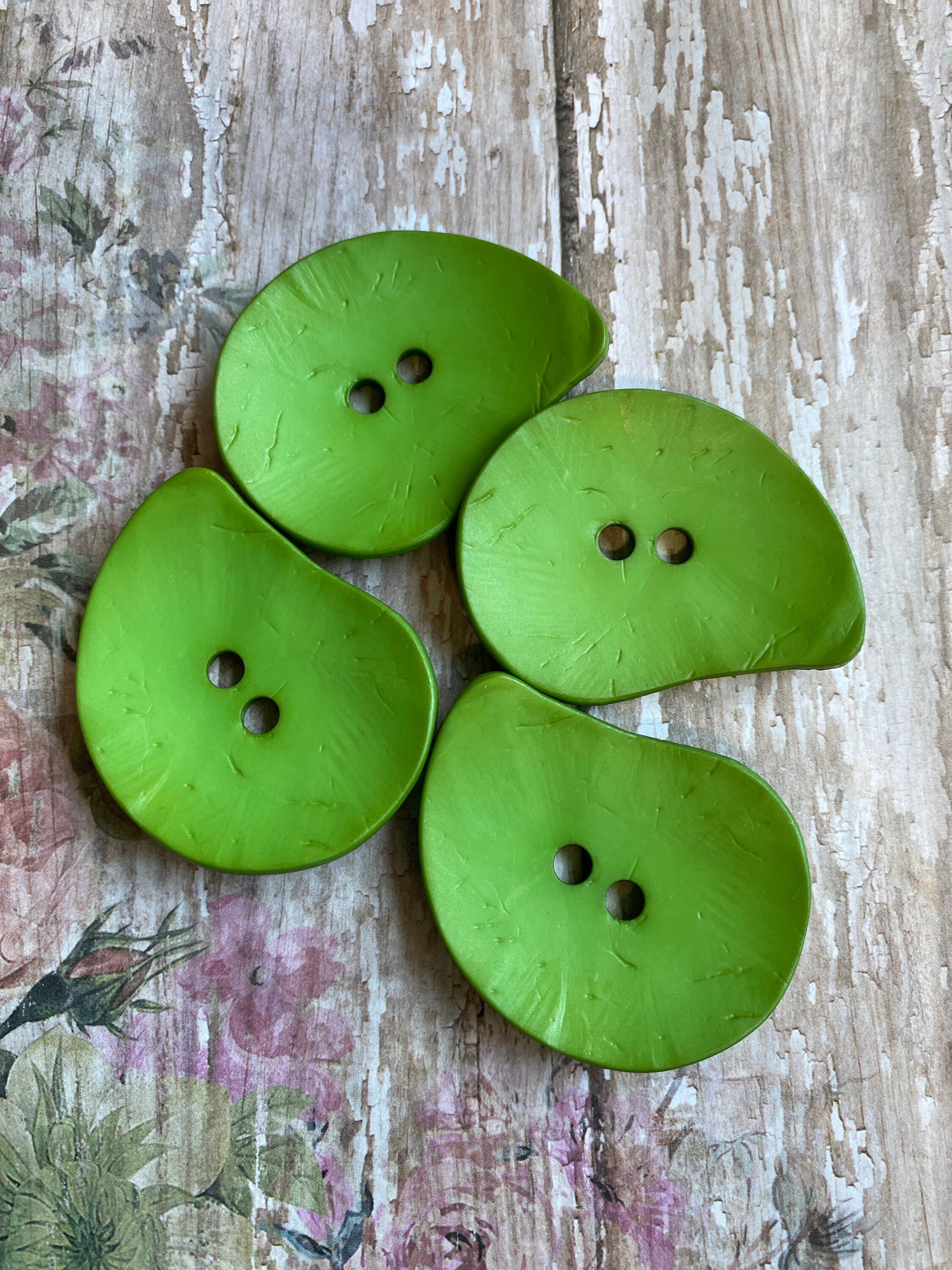 Large BRIGHT GREEN Paisley Dill Button Polyamide Button From Etsy