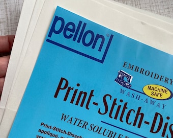 Pellon Print Stitch Dissolve, Pellon 2301S, Water Soluble Paper Stabilizer, embroidery, quilt templates, foundation piecing, fast ship