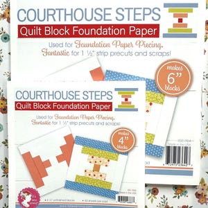 COURT HOUSE Steps Foundation paper, Lori Holt Foundation Paper, stash buster quilt block, choose 4 or 6” Courthouse block size, fast ship