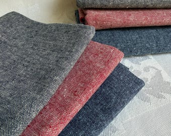 Kaufman Essex Linen Cotton YARN DYED fabric, Nautical Red Indigo Bundle, Fat Qtr or Half Yard, more listings & colors, FAST ship