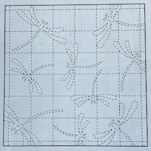 Sashiko DRAGONFLY,  Preprinted Sashiko Cloth, 31cm Square, Preprinted Cotton Cloth to Stitch, see sashiko threads, White or Navy, ships FAST