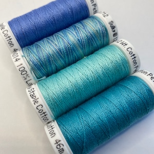 Sulky Petites, ClassicNeedle OCEAN BLUES Mix, Four 50 Yard 12wt Petite Spools, Hand Machine Embroidery Thread, See All Of Our Mixes