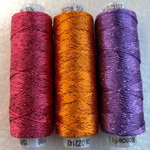 Sue Spargo Dazzle #8 Perle, 50yd Spools Of Metallic Rayon For...