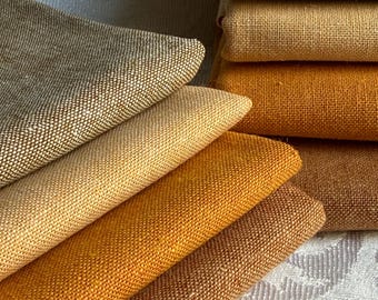 Yarn Dyed Kauffman Essex Linen Cotton Blend quilt garment fabric, Leather Cedar Ochre Acorn, more listings more colors & bundles, FaST ship