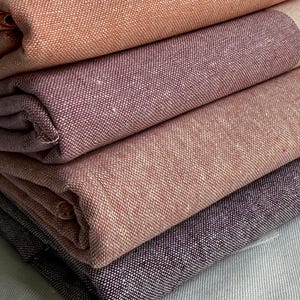 Kaufman Essex Linen Cotton YARN DYED fabric, Coral Berry Mauve Eggplant, more listings more colors, embroidery clothes quilts, FAST ship