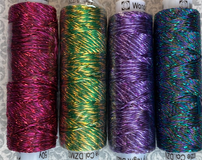 8wt Dazzle STARRY JEWELS, Four Color Mix, Rayon Metallic 50 Yd Spools ...