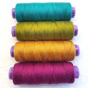 Sue Spargo 5wt Eleganza, SARI MIX 5wt thread for Added Dimension in your stitching, Hard to find 5wt Perle Cotton Thread, 40 yds each color