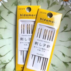 SASHIKO Needles, Variety of 6 Needles in Four Sizes W/ Threader, Mix of Sashiko Needles, Hand Sewing Needles, Large Eye Hand Needles