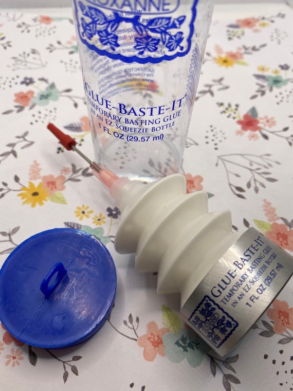 Roxannes Glue Baste It, EZ Squeeze Bottle of Roxanne Glue Baste It Adhesive,  Water Soluble Clear Dry PH Neutral Fabric Glue, Applique Glue 