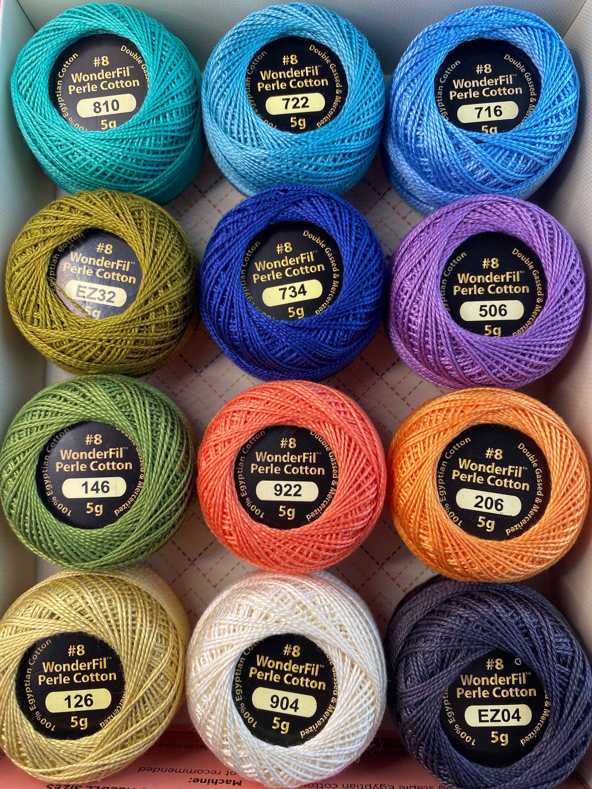 8 Wt Eleganza Perle Cotton, CORAL REEF Box Set of 12 Colors