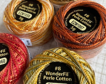 Perle Cotton, EARTH CHILD,  8 Wt Eleganza ™ By Wonderfil ™, 5 Ball Bundle of VarieGATED earth tones, see all of our Bundles We ship FAST